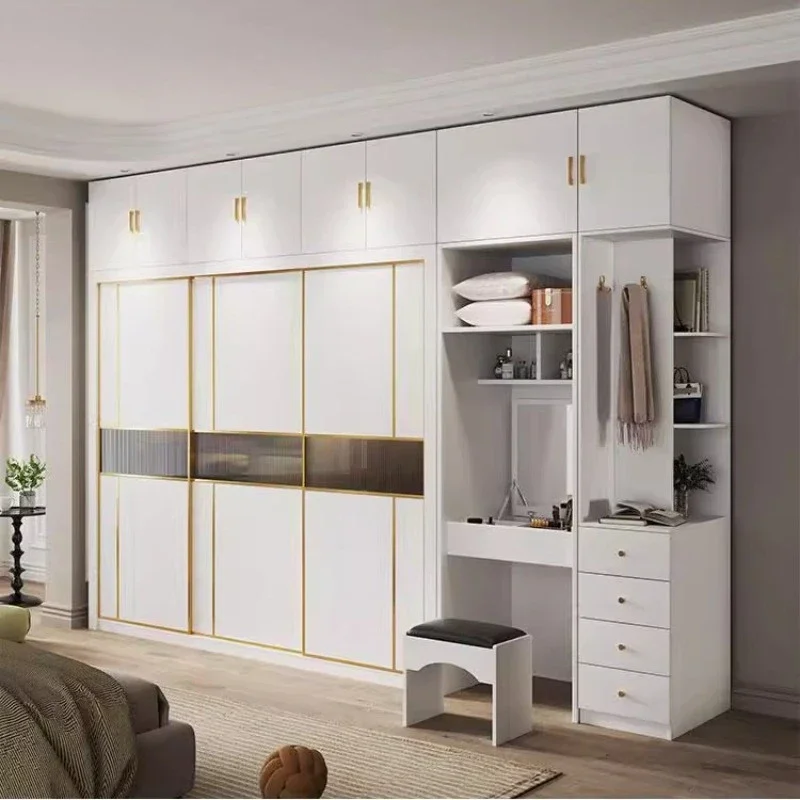 Sliding door wardrobe Built-in drawers Living Room Luxury Hanging Clothes Open Storage Cupboard Armario Bedroom Furniture