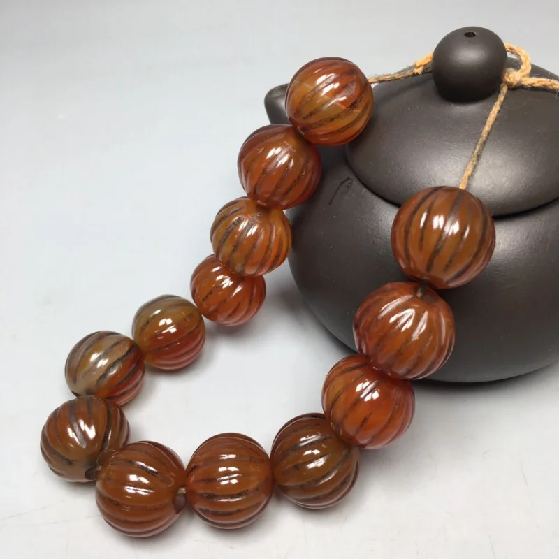 Backflow Pattern Round Ancient Old Agate String Bracelet Accessories Scattered Beads