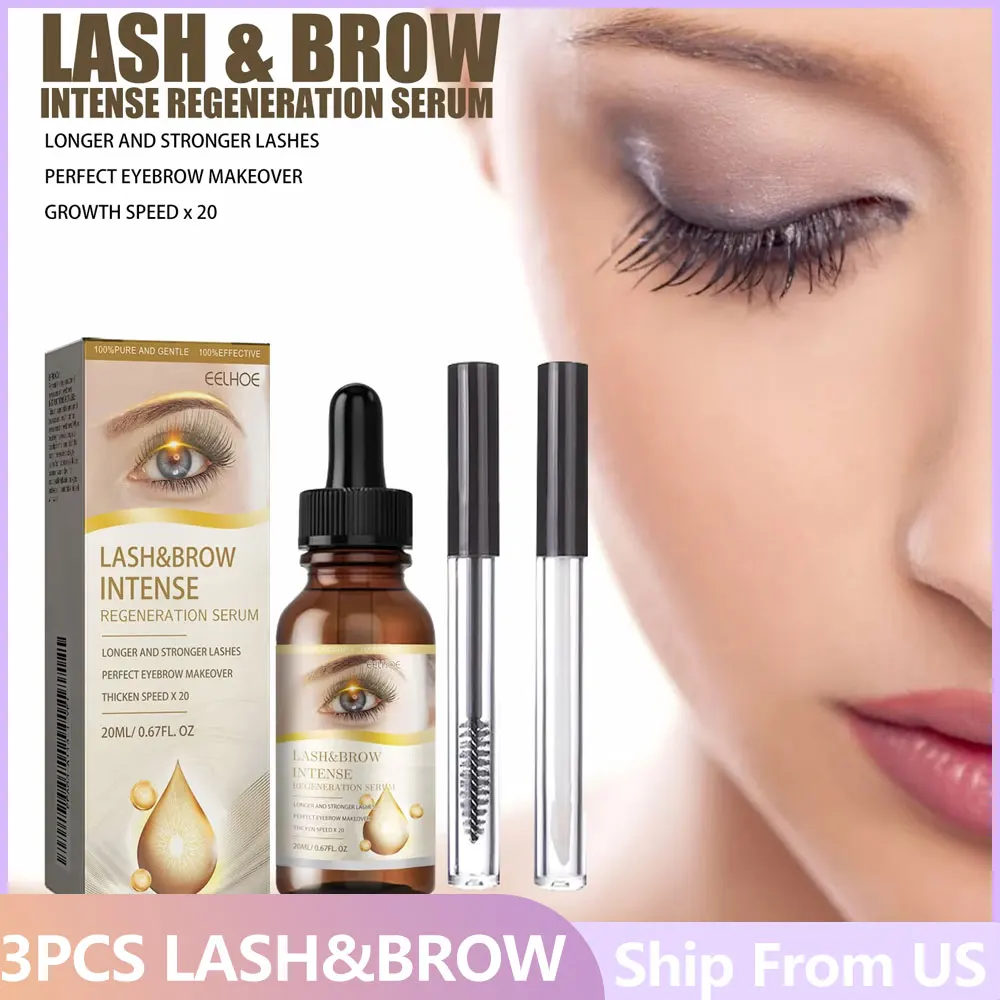 3PCS Eyelash Growth Serum สวย Rich เรียวยาว Moisturizing ยาว Mild Curling Eyelash คิ้วมาสคาร่าแบบพกพา