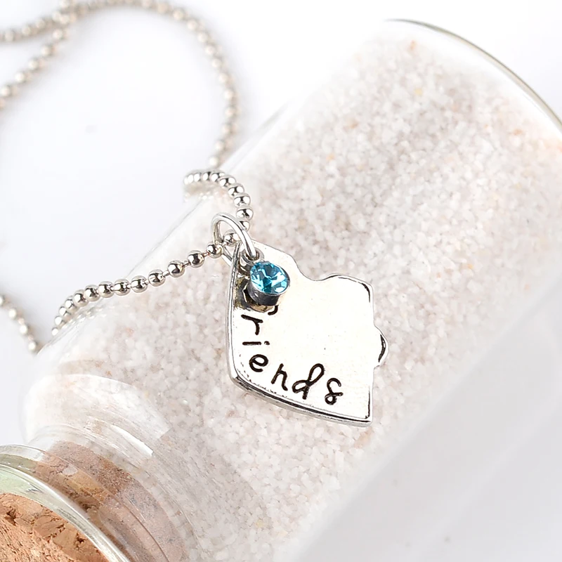 3pcs/Set Best Friends Forever Broken Heart Puzzle Necklace Rhinestone Lucky Beads Pendant Friendship BFF Jewelry