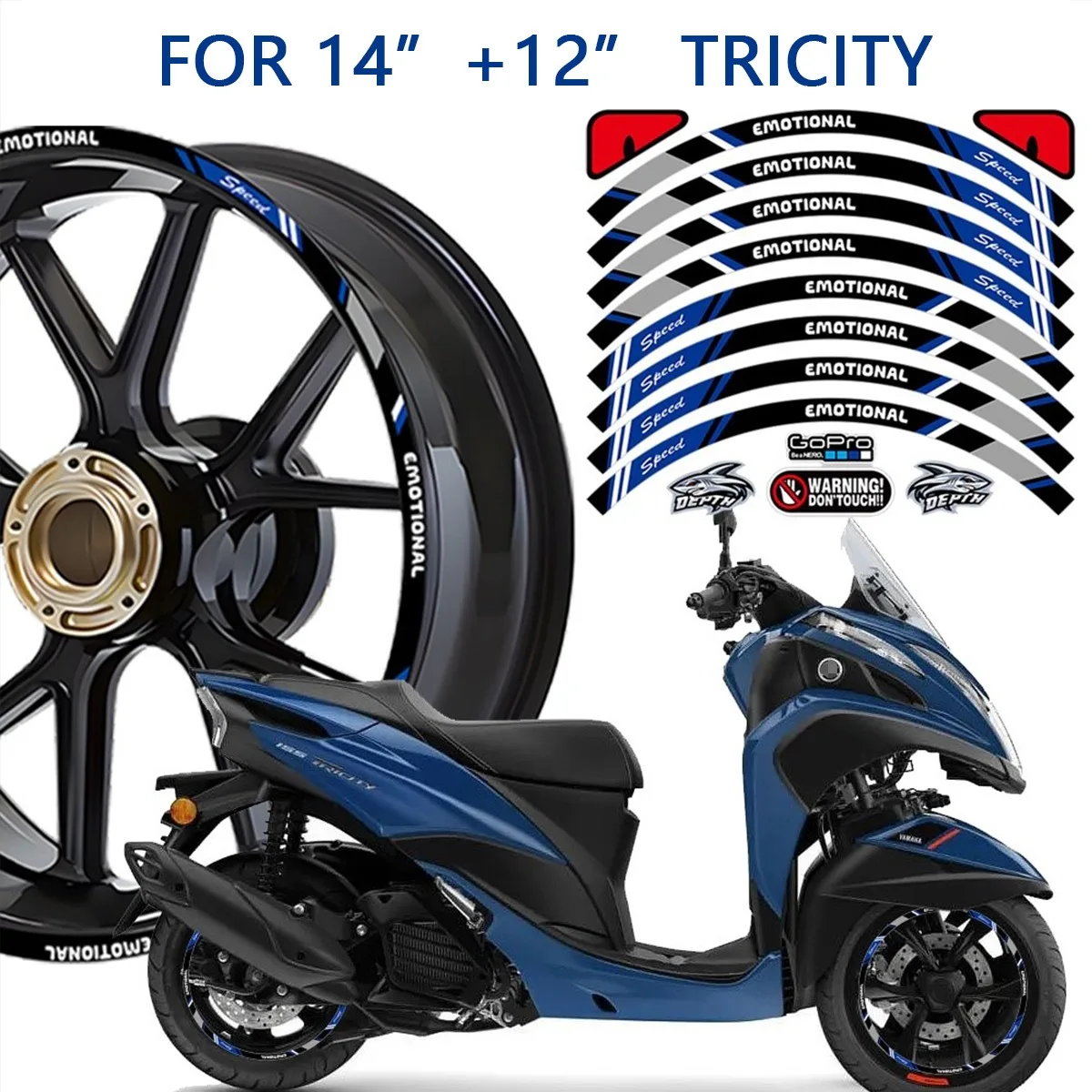 

Motorcycle Wheel Hub Sticker Reflective Rim Scooter Hub Strips Decals Accessories for tricity Reflective Waterproof ticker