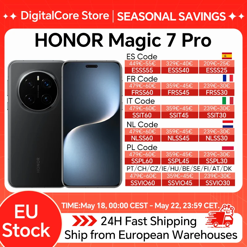 NOUVEAU HONOR Magic7 Pro 5G 2025, Smartphone Snapdragon 8 Elite, Écran LTPO 6,8'' 120Hz, Charge 100W, Version Globale HONOR Magic 7 Pro