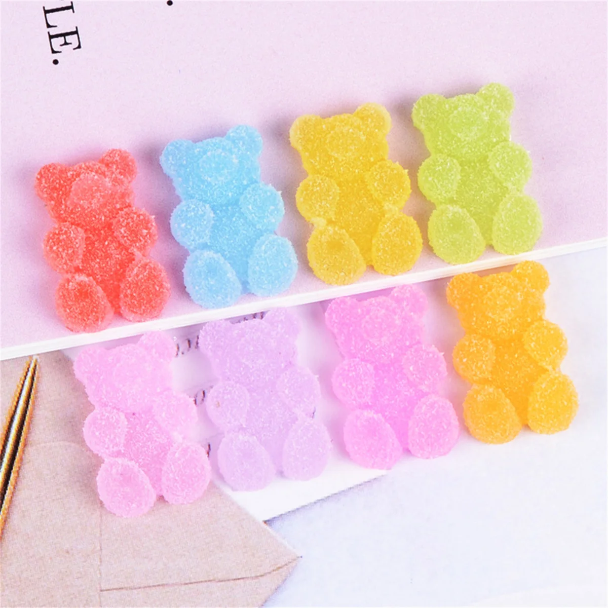 10pcs 3D Japanese Exquisite Bear Nail Art Charms Kawaii Solid Gradient Bear Jewelry Nail Rhinestone Decorations Accessories DIY