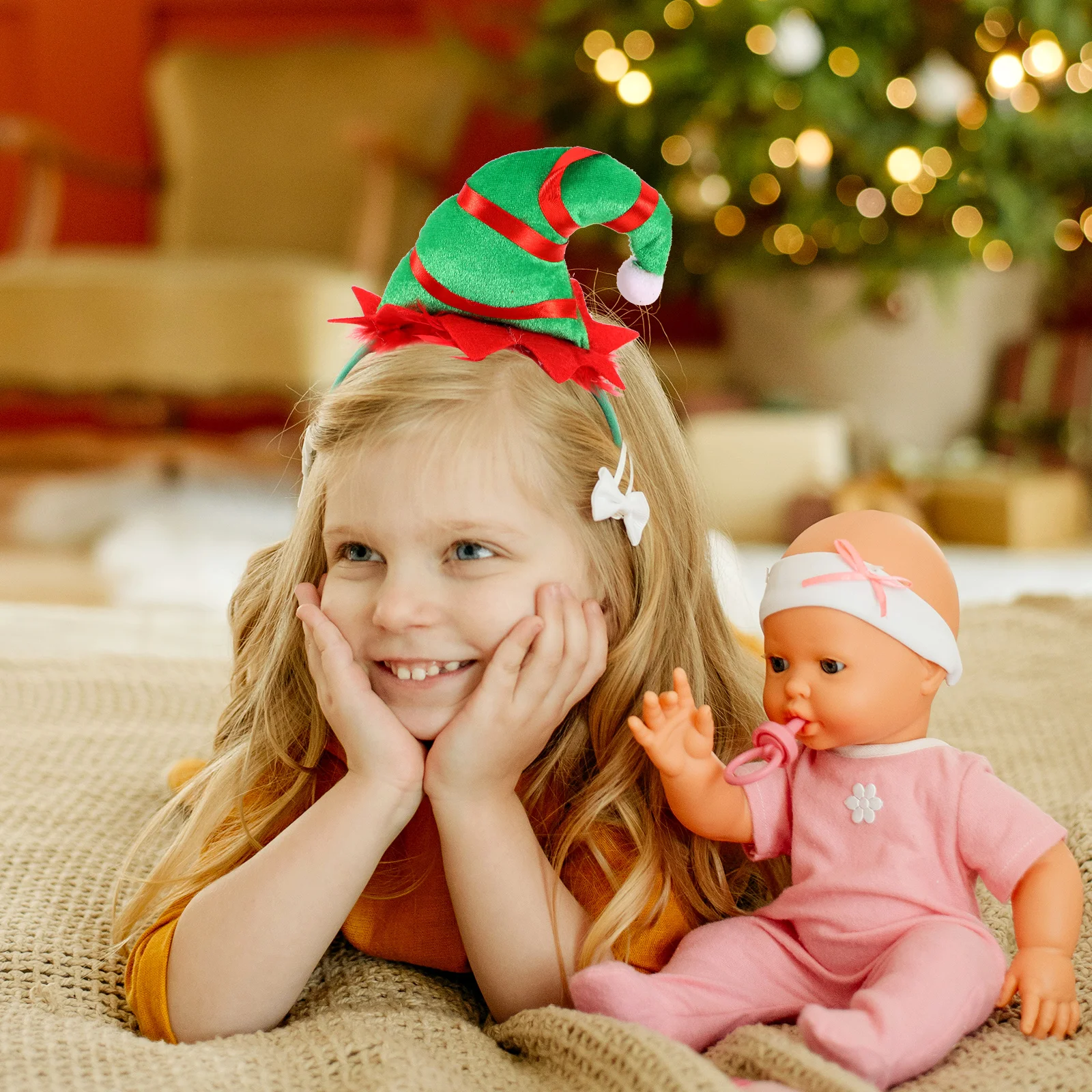 

4Pcs Christmas Hat Hair Hoops Kids Girls Accessories Fabric Chic Wear Women Holiday Party Decorations Xmas Hairb s