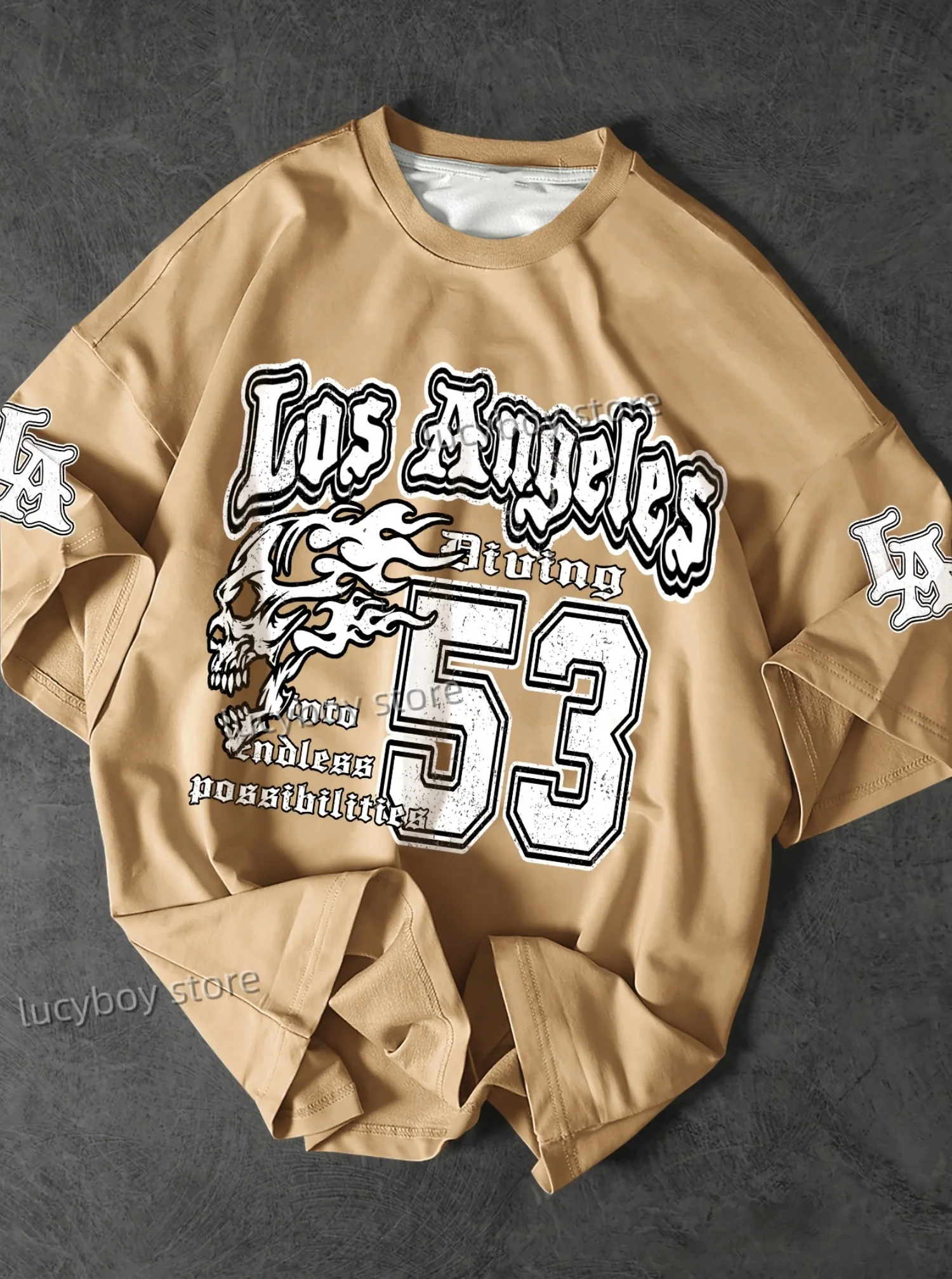 summer Man Short Sleeves Sport  Baseball Jerseys Number 53 Los Angeles Print Mens T-Shirt   Oversize 6colors Tees Men Clothes