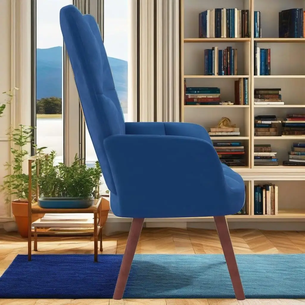 Blue Velvet Relaxation Chair - Luxurious Comfort for Home & Office Seating