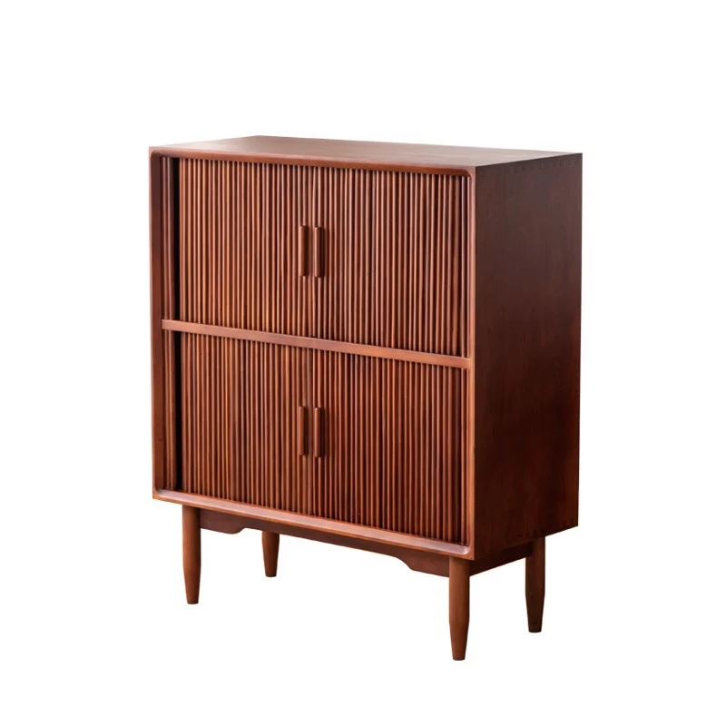Nordic side cabinet Solid wood Japanese roller shutter magazine cabinet Bookcase Modern simple storage locker Kitchen locker