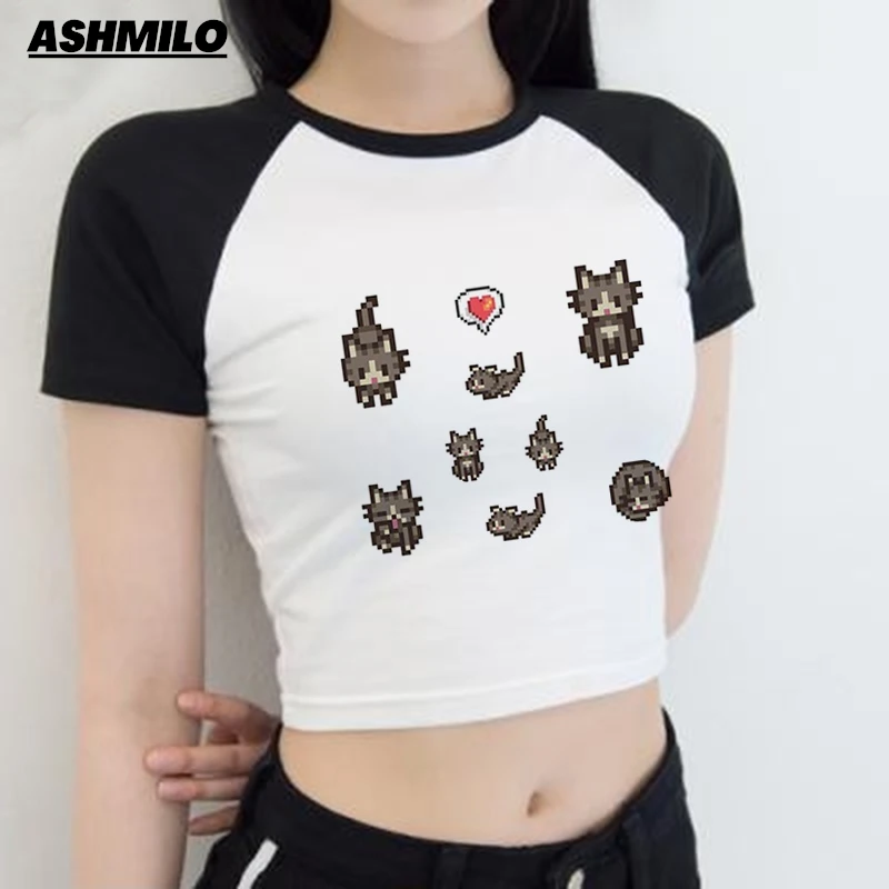 Kawaii Stardew Valley GaminG 90s Streetwear Crop Top Girl Cyber Y2k Trashy Streetwear Gothic Clothing Crop Top