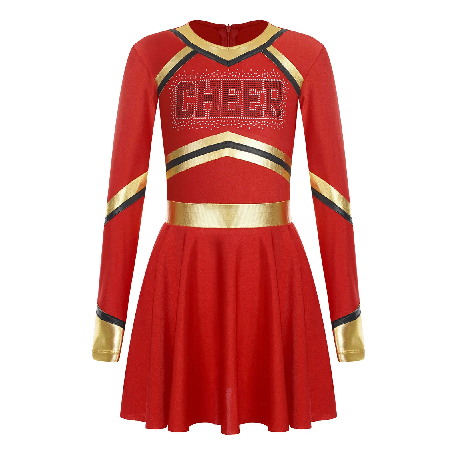 Sem mangas lantejoulas Cheerleader Trajes para meninas, Cheerleading Uniformes, Cheer Dance Dress para crianças, Escola Cosplay Dancewear para crianças