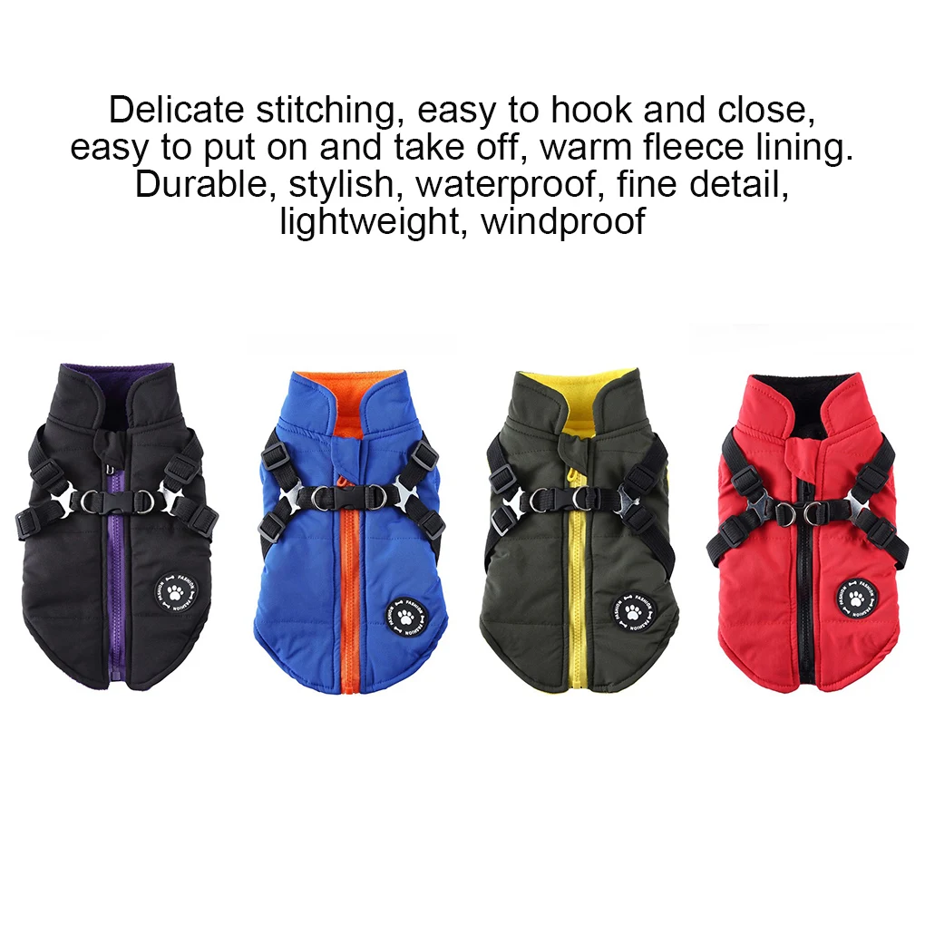 겨울 따뜻한 애완 동물 하네스 자켓 하이킹 코트 의상 양복 조끼 의류 폴리 에스터 백 후크 옷 작은 녹색 XS