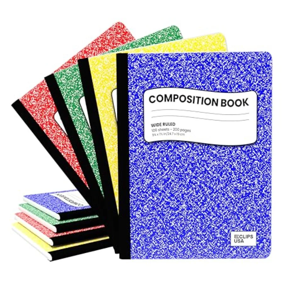 

Composition Notebook Wide Ruled Marble Composition Notebooks Bulk Wide Ruled Notebooks for School 9.75" x 7.5" 100 Sheets 200 P