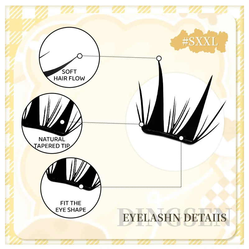 DINGSEN 10 Reihen Selbstklebende Einzelwimpern Ohne Klebstoff DIY Wimpernverlängerung Cluster Handgefertigte Wimpern Natürliche Wimpern – Detail 6