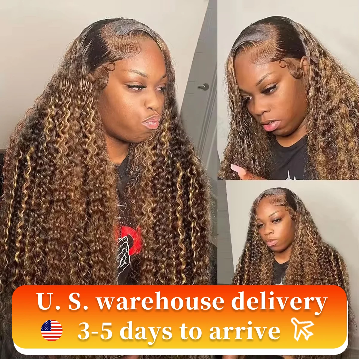 Highlight Ombre Lace Front Wig Human Hair Deep Wave 13x6 HD Lace Frontal Wigs Human Hair P4/27 Colored Curly Wigs For Women