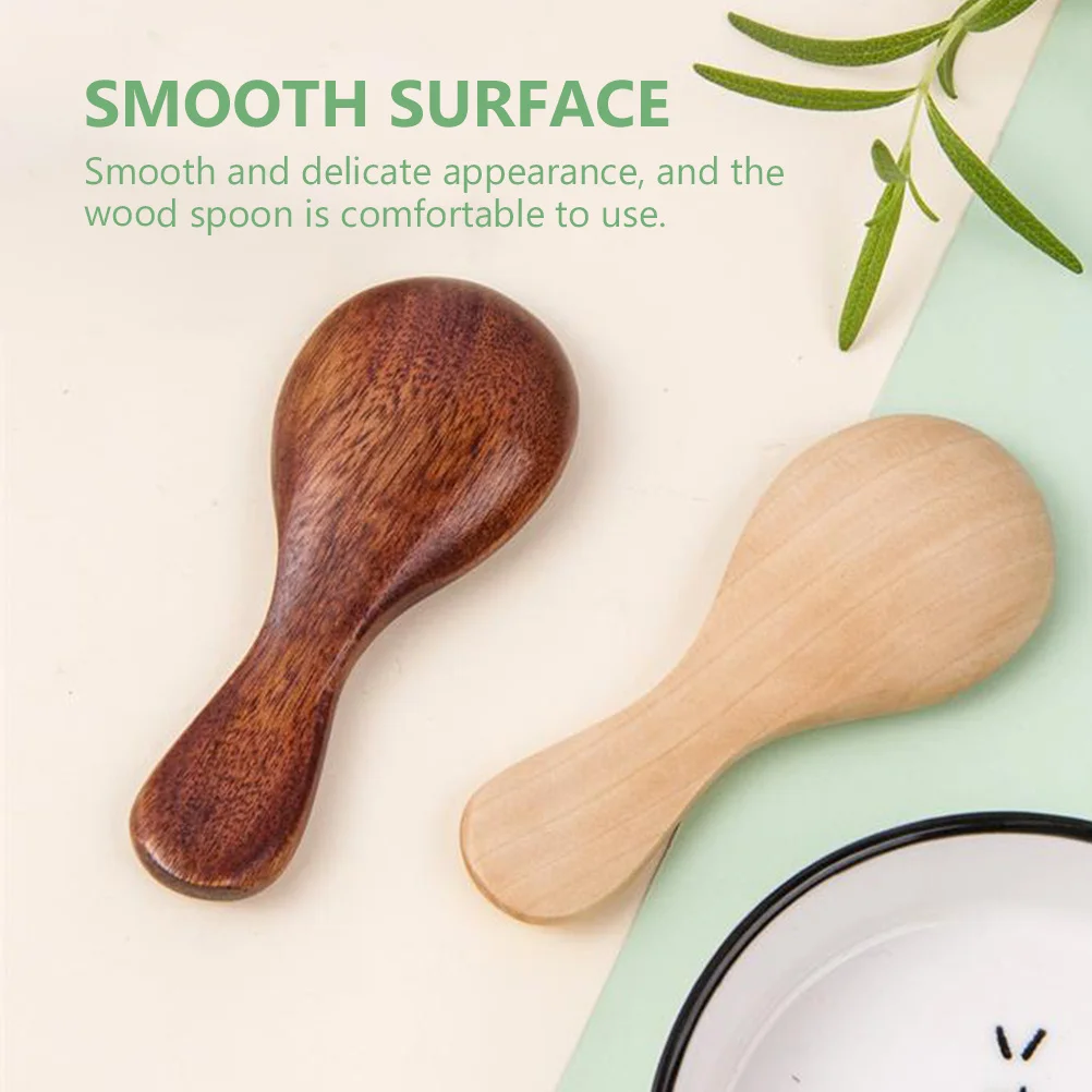 

4pcs Wooden Soup Ice Cream Spoons Food Dessert Teaspoons Mini Rice Scoops Stirring Kitchen Supplies Small Wood Spoons