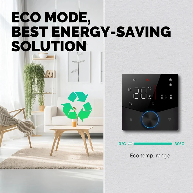 Wifi Smart Heating Knob Thermostat LCD Display Touch Screen Temperature Controller (Water Heating White) Durable Easy To Use