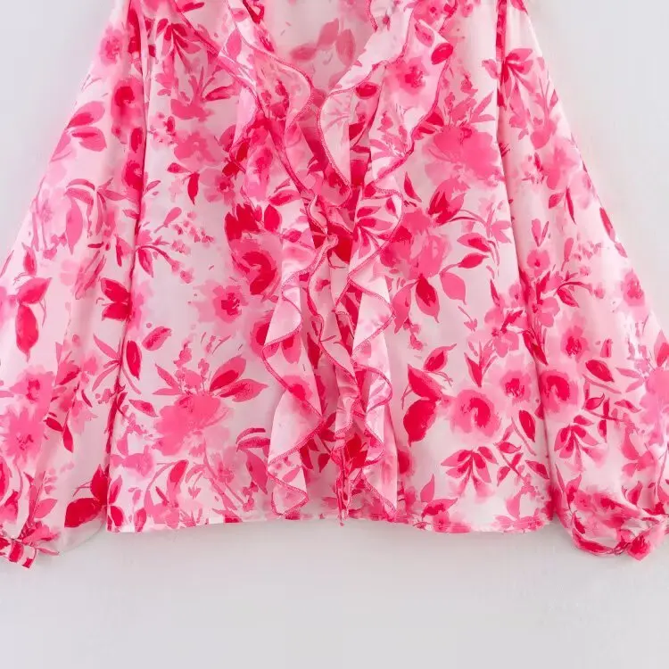 Loose Long Sve Layered Decorative irt JNLEAOG Women's Faion Autumn New Sle Wind Polyester Fiber V-ne Button Closure