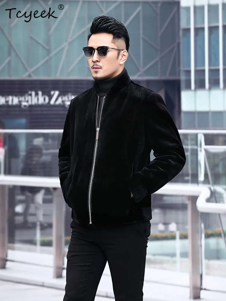 Tcyeek Baojiamei Whole Mink Fur Coat Men Clothing Natural Real Fur Coats Man Stand Fashion Winter Jacket New Style المنك رجالي