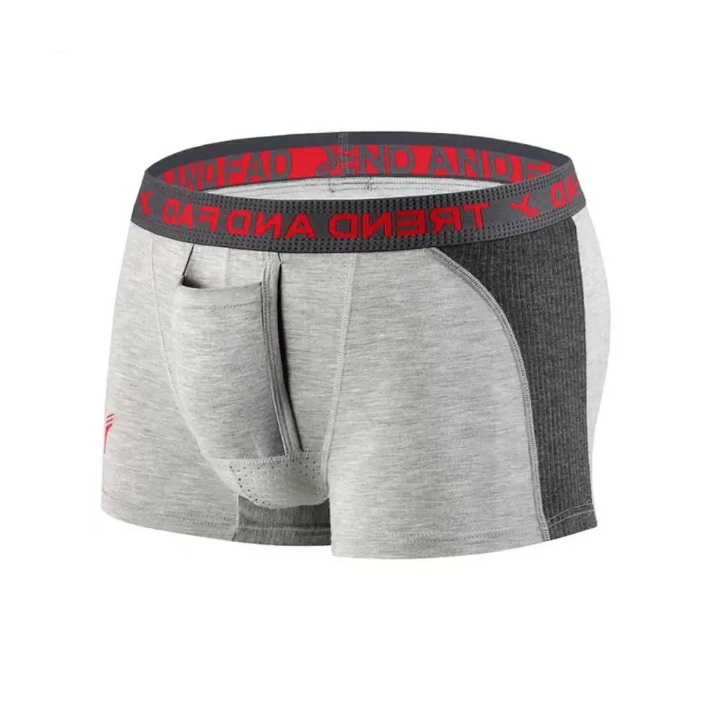 Men's Underwear Cotton Boxer Shorts Bullet Separation Varicocele Scrotum Pocket Four Corners Testicle-raising Sexy Briefs