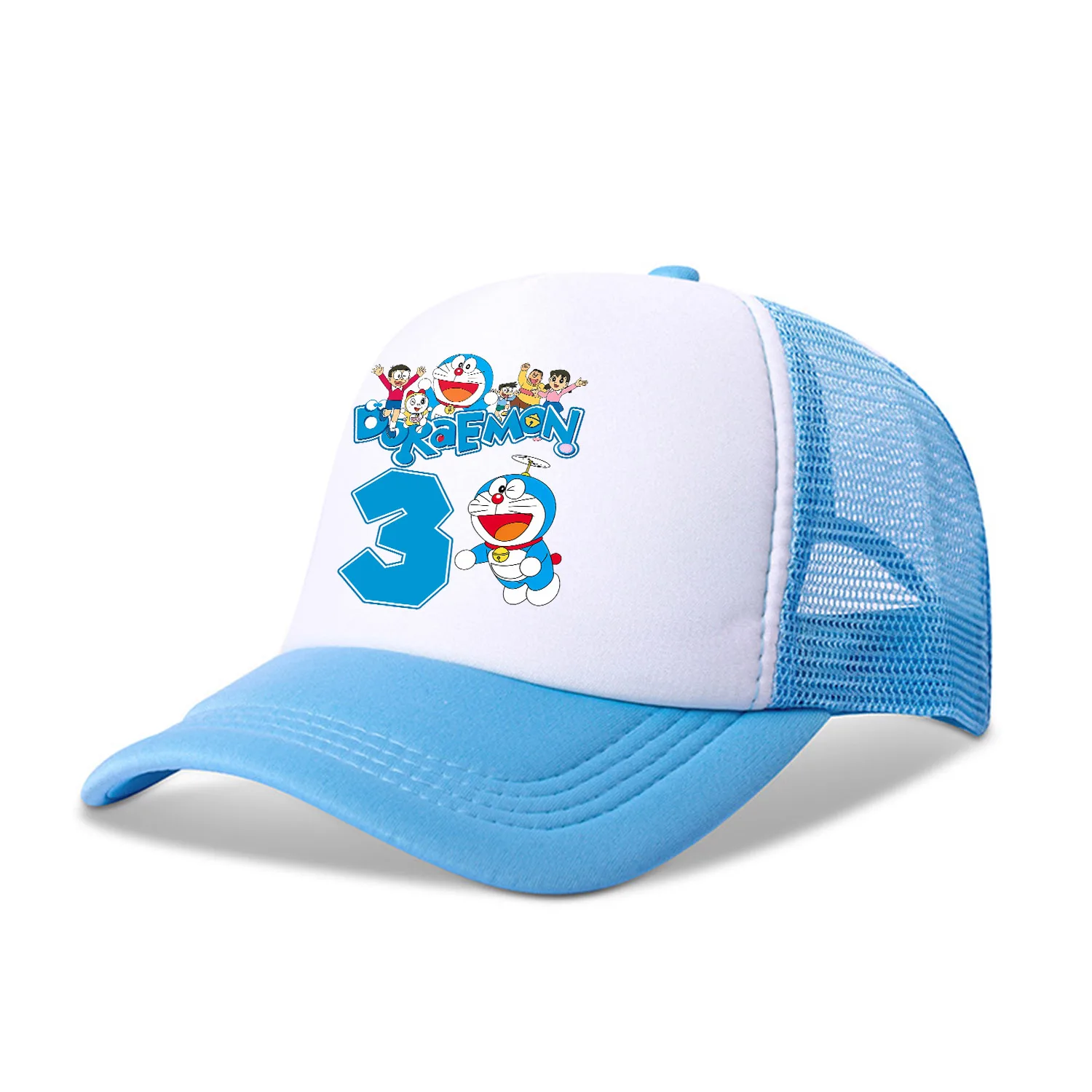 Doraemon Peaked Cap Birthday Figure Baseball Cap Fashion Cartoon Summer Breathable Mesh Hat Parent-child Hats Print Peacoat Gift