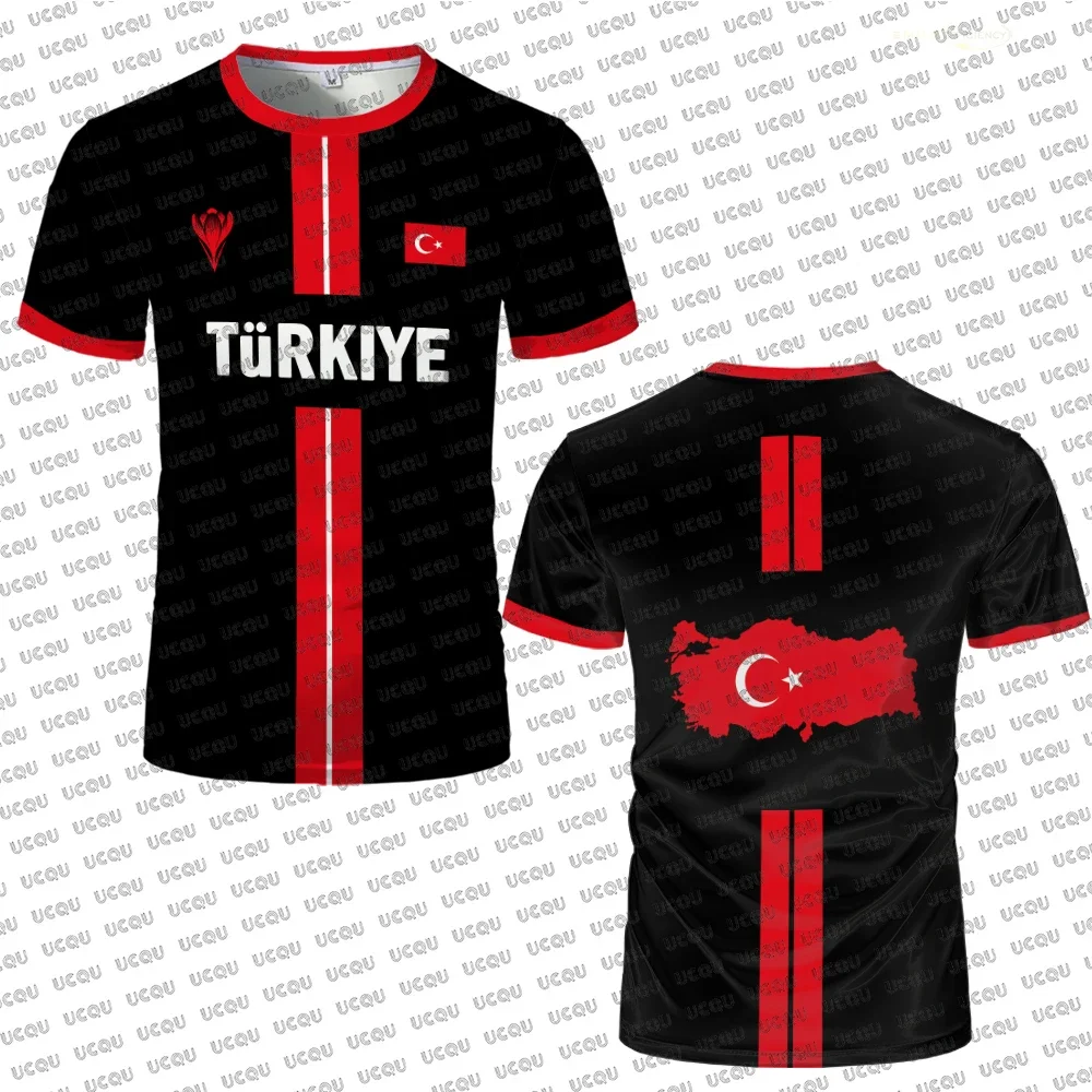 Turkey Football Jersey Breathable Quick-drying Sports Short-sleeved T-shirt Turkish Flag Map 3D Printed Fashion Gift For Men