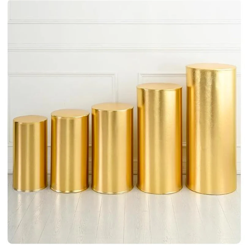 Party dessert table elastic tablecloth Cylindrical ornament bucket cover Gold Mettalic Lycra Spandex Sweet table cover