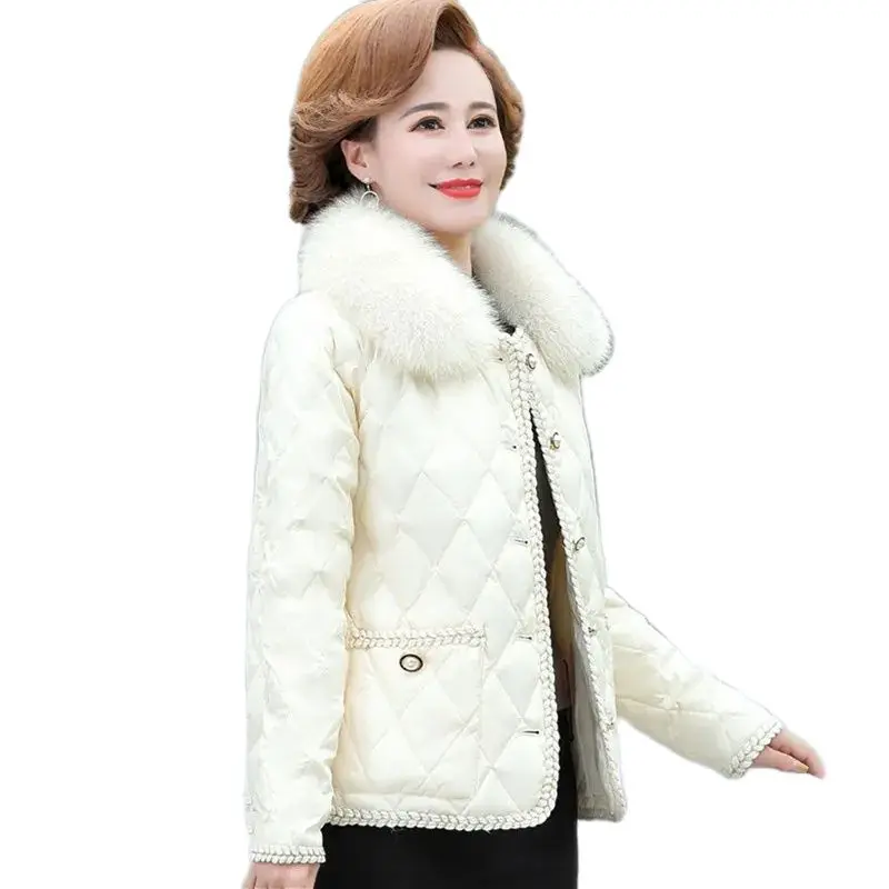 

Middle-aged and elderly women's winter short cotton coat with big fur collar 2022 new western style fashion down coatLady