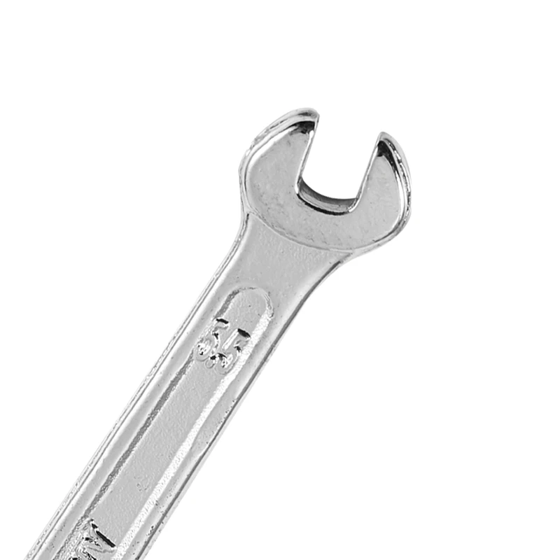 A23T Double Open-Ended Wrench Set, 4 Pcs, U Shape, 5.5mm & 7mm, Silver Tone, Chrome Plated, for Tightening Bolts