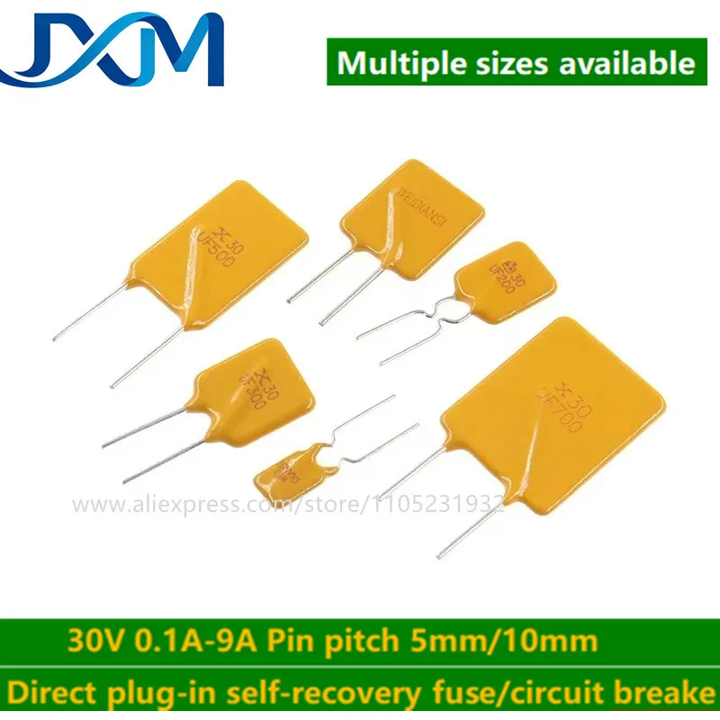 10PCS Direct plug-in self-recovery fuse 30V0.1A 0.5A 0.75A 1.1A 1.35A  2A 4A 6A 7A 8A 9A 10A