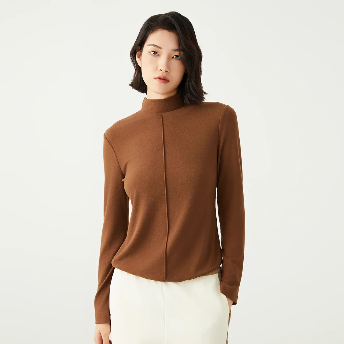 

Pop K2579X Half-neck Base Shirt Modal Cotton Long Sleeve T-shirt High Quality Womens Clothing