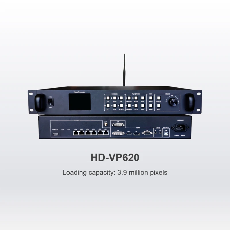 

HD-VP620 Powerful 2-in-1 Controller,Load Capacity is 3.9 Million Pixels,Support 4K Video Signal input and Double Windows