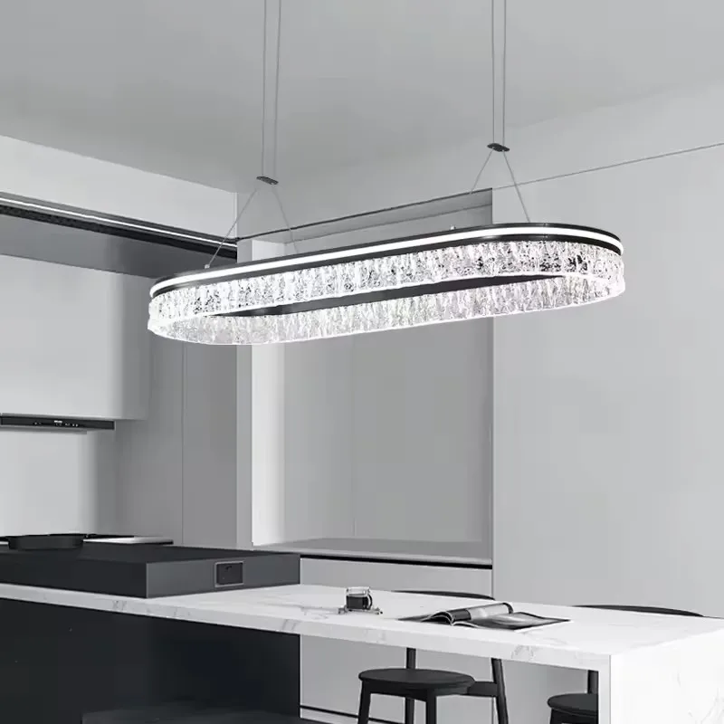 Nordic Long Ring Chandelier Acrylic Dimmable for Dining Living Room Center Table Kitchen Island Luxury Decor Lighting Fixture