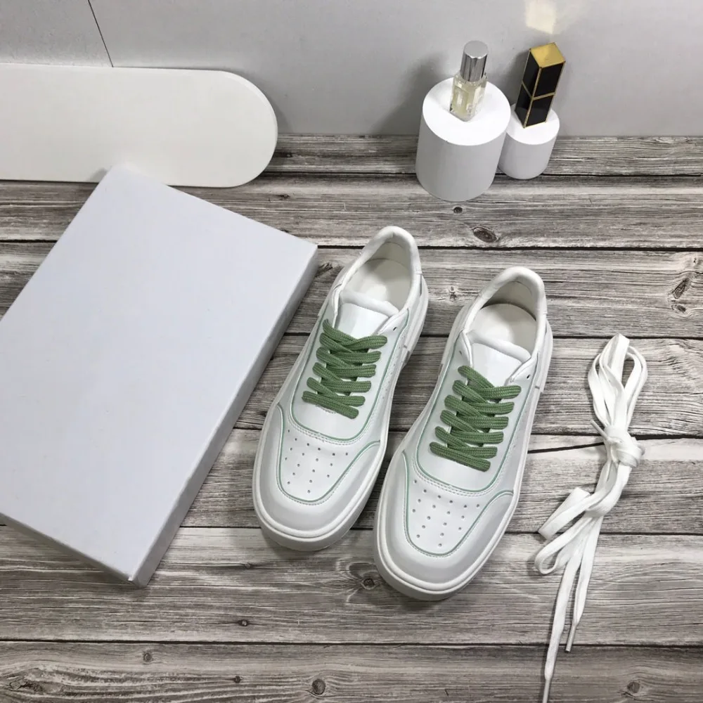 

New Women Shoes with Thick Sole Genuine Leather Cowhide Breathable Casual Sports Shoes Height Increasing White Shoes SL107
