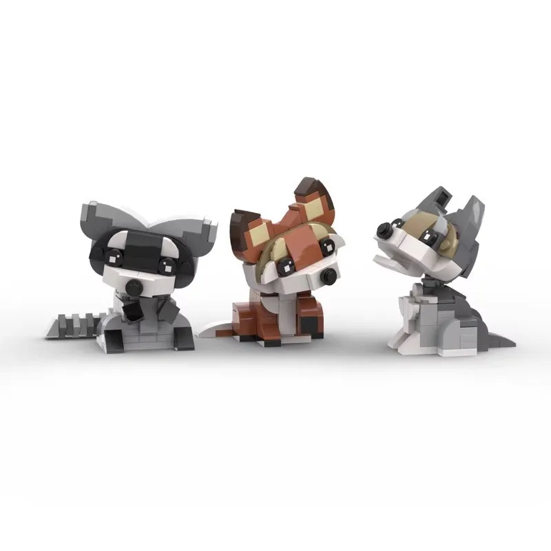 MOC Animal Series Assemble Small Particles Building Blocks Red Fox Wolf Raccoon Model Zoo DIY MOC-97102 Bricks Children Toy Gift