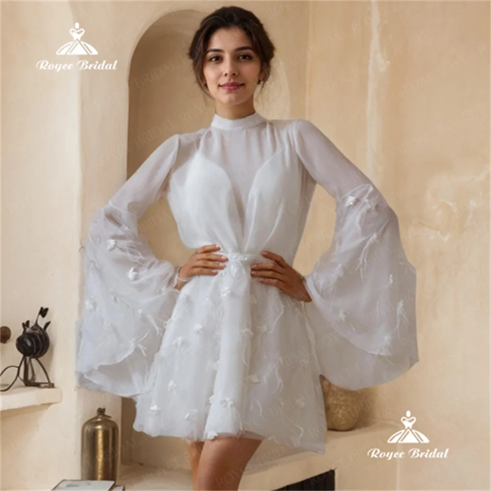 

Шикарное свадебное платье с длинными рукавами, платье миди трапециевидной формы, женское элегантное платье для дня рождения, платье de noiva, простое платье длиной до колена на заказ