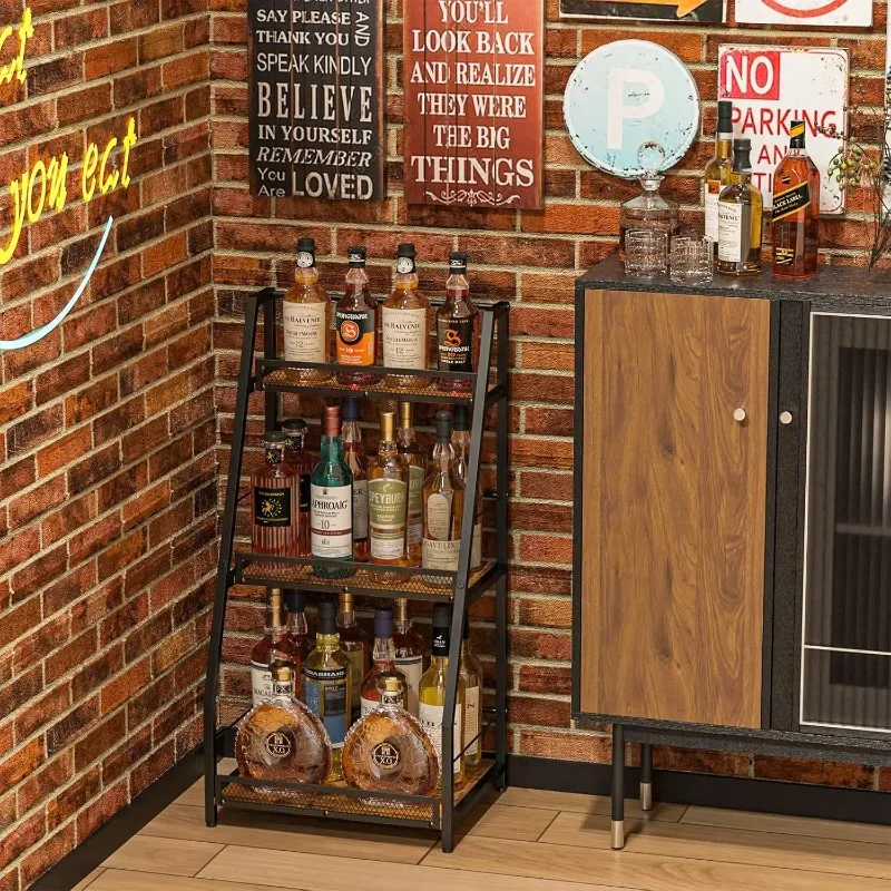 ‌ Rustic Storage Shelf, Durable for Home/Bar Vintage Wooden Wine Rack - Multi-Tiered Organizer for Spices/Bottles