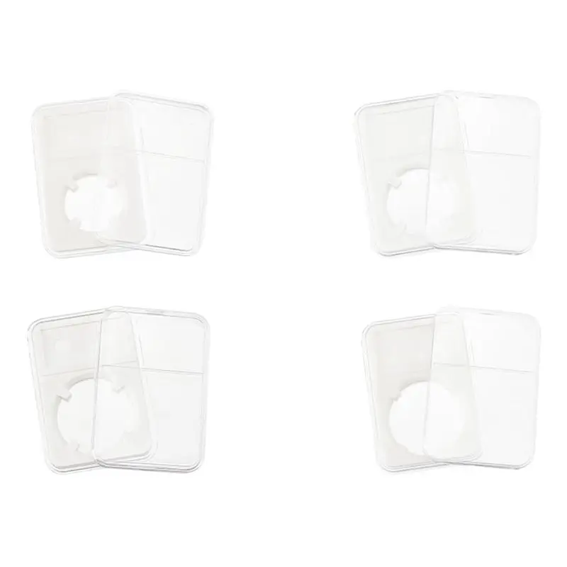 

【A43M】Набор из 8 держателей для монет, 4 размера, белые футляры для монет для коллекционеров, пластиковые коробки для демонстрации долларовых монет, прочные.