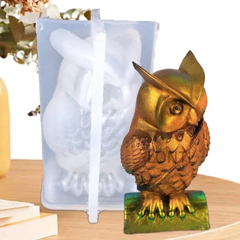 New 3D Owl Silicone Mold DIY Handmade Owl Crafts Plaster Concrete Cement Epoxy Crystal Clay Making Supplies Home Decor Gifts