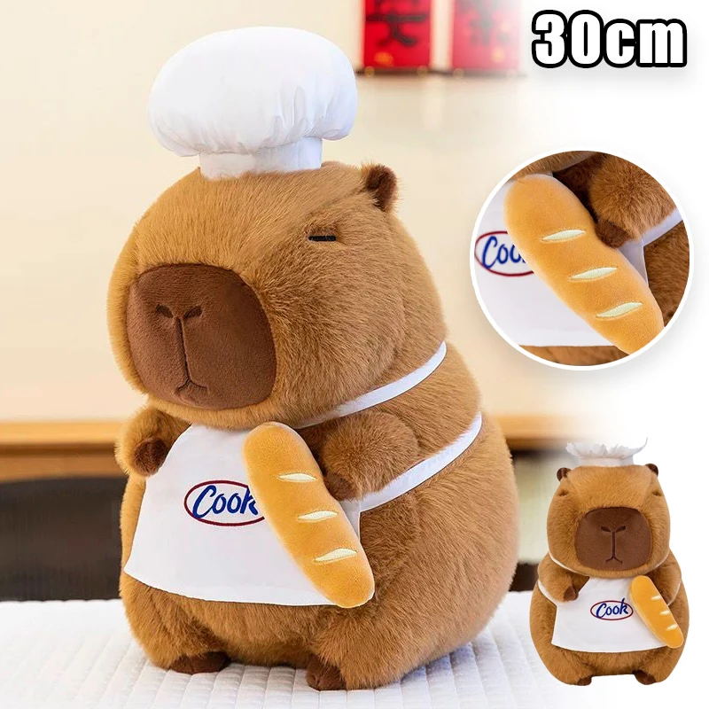 

Capybara Bread Baker Plush Toy Chef Theme Stuffed Animal Doll Girls Gift Kids Pretend Play Kitchen Birthday Present