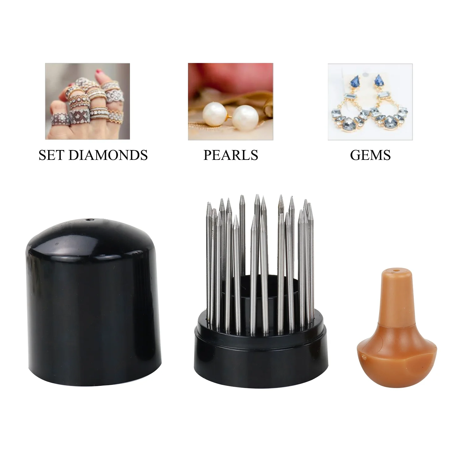 23pcs Diamond Setting Beader Set Diamond Stone Graver Needles con manico Diamond Beading Tool per l\'impostazione della pietra