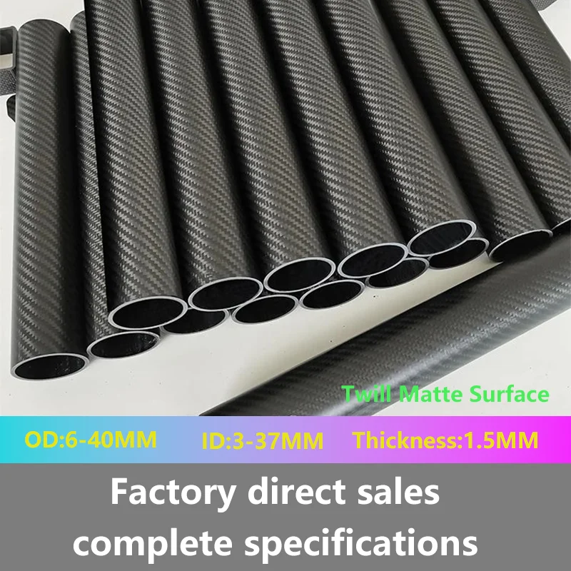 3K carbon fiber tube Twill Matte 2 pcs length 500MM OD 6-40MM wall thickness 1.5mm coil tube is used for model airplanes or kite