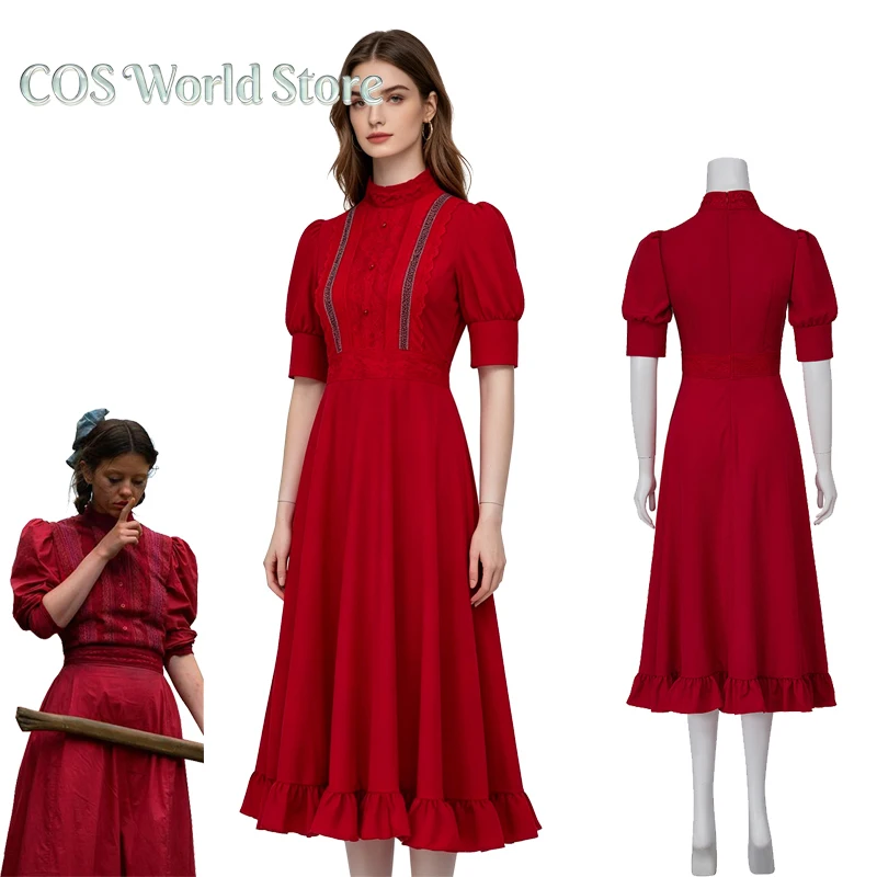 

Horror Movie Pearl Cosplay Costume Adult Women Red Dress Outfits Ladies Halloween Carnival Gown Suit Disguise Role Play Clothes