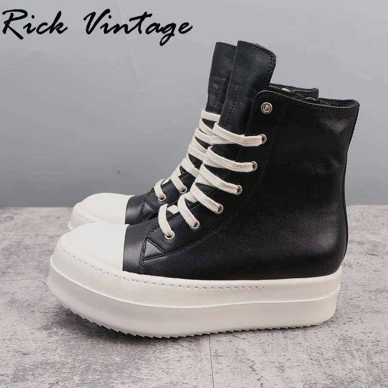 Ro Casual Shoes Men Lace Up Genuine Leather Sneakers Thick Sole Owen Geobasket Designer Sneakers Women Brand Ankle Boots