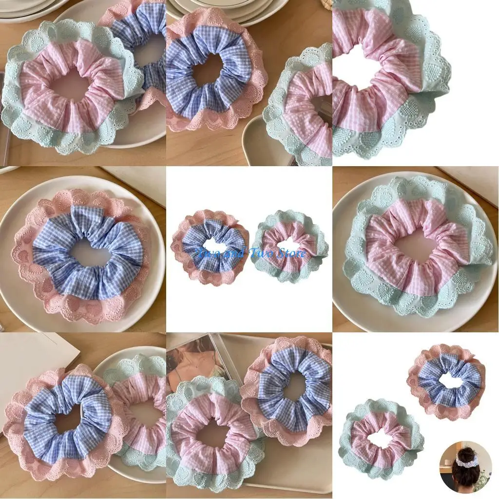 

HX6F Fashionable Hair Bobbles Lace Scrunchies for Women Elastic Hair Scrunchy