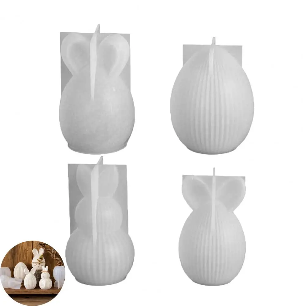 Easter Silicone Mold Silicone Easter Bunny Mold Set Flexible Egg Casting Molds for Plaster Soy Wax Easy for Spring for Figures