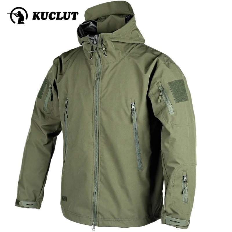 Spring Autumn Thin Tactical Jacket Shark Skin Soft Shell Hooded Camouflage Coat Outdoors Windproof Waterproof Mens Charge Jacket