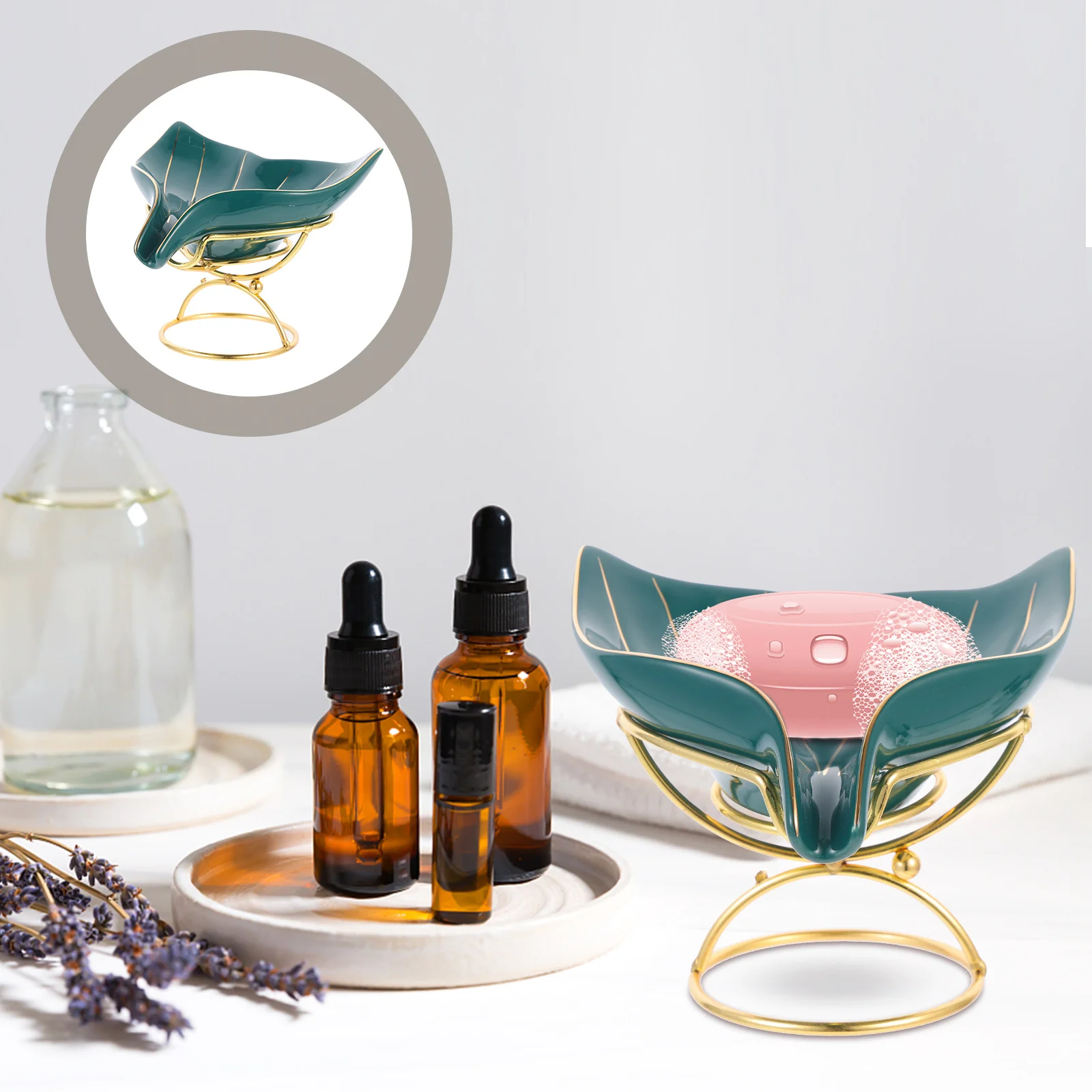 

Mermaid Soap Holder Dish with Drain Container for Bathroom Self Draining Space-saving