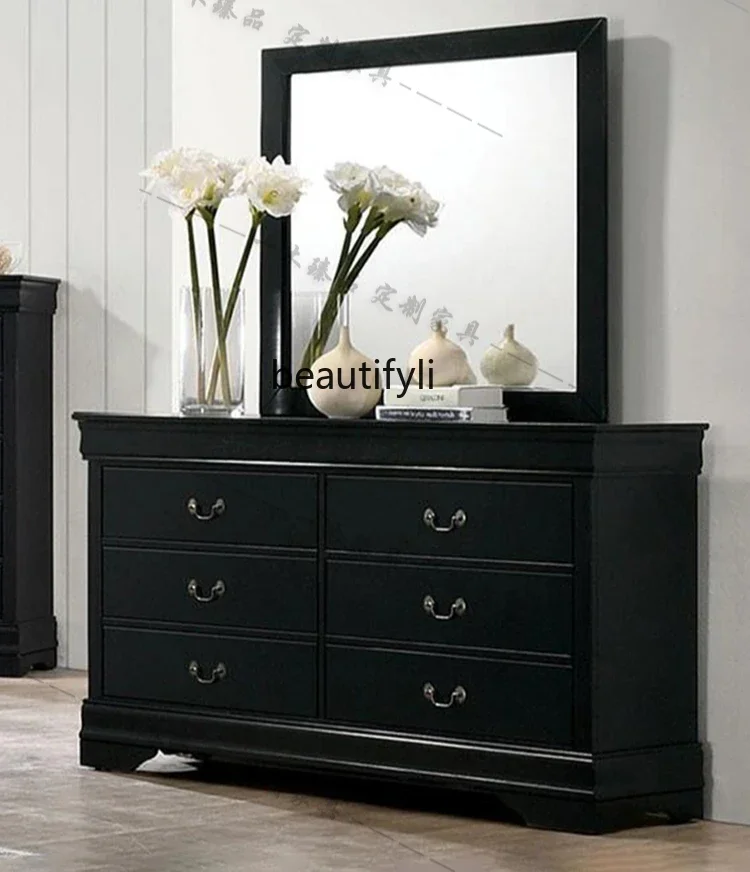 

D25 entrance retro solid wood chest cabinet bedroom locker American light luxury drawer storage cabinet living room