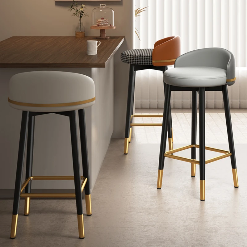 

Luxury Minimalist Bar Stools Home Reception Modern High Dining Chair Nordic Kitchen Counter Cadeiras Nordic Furniture XR50BY