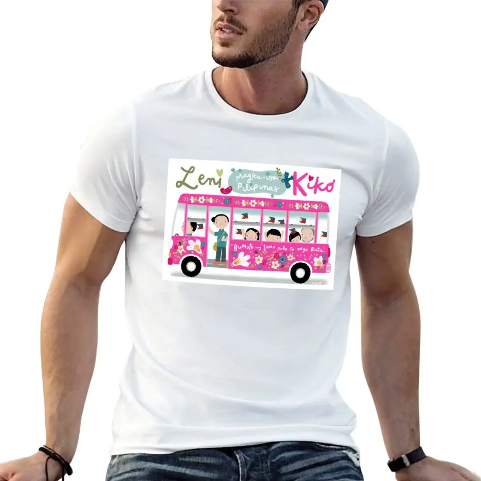 Bus of Unity for Leni and Kiko (art by Robert Alejandro) T-Shirt boys whites Blouse customs mens t shirt graphic