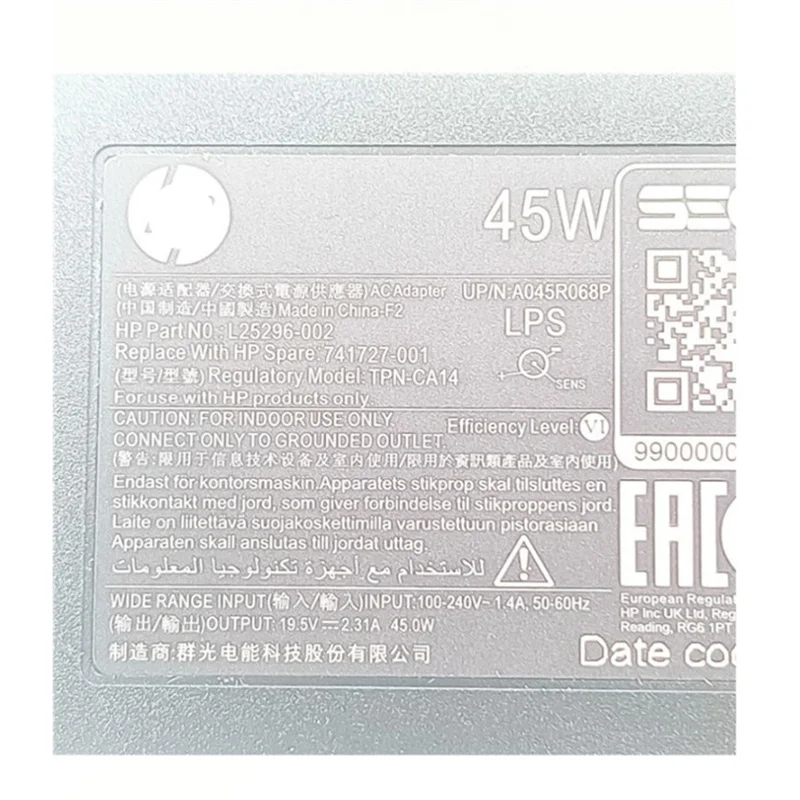 NEW ORIGINAL Laptop Power Adapter for HP 15-DW DY GR 45W 19.5V-2.31A TPN-CA14 741727-001 L25296-002
